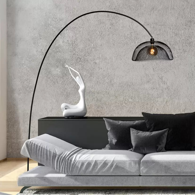 Modern Arc Floor Lamp with Black Shade