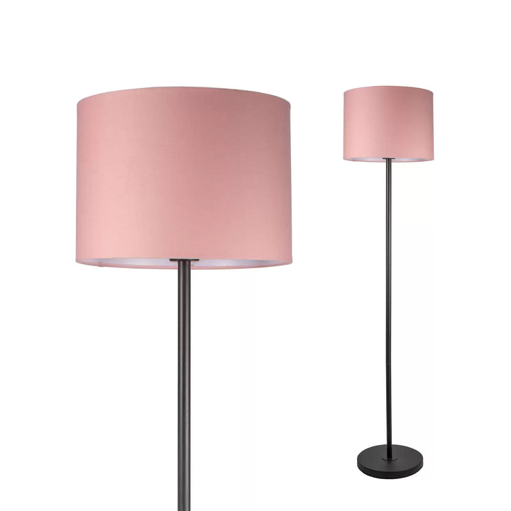 Modern Floor Lamp with PINK Shade and Black Base