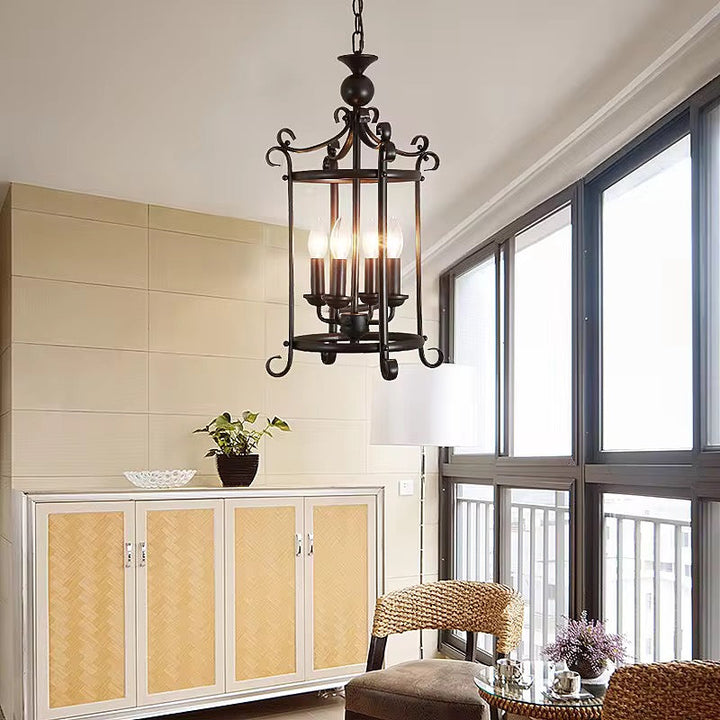 Wrought Iron Lantern Chandelier
