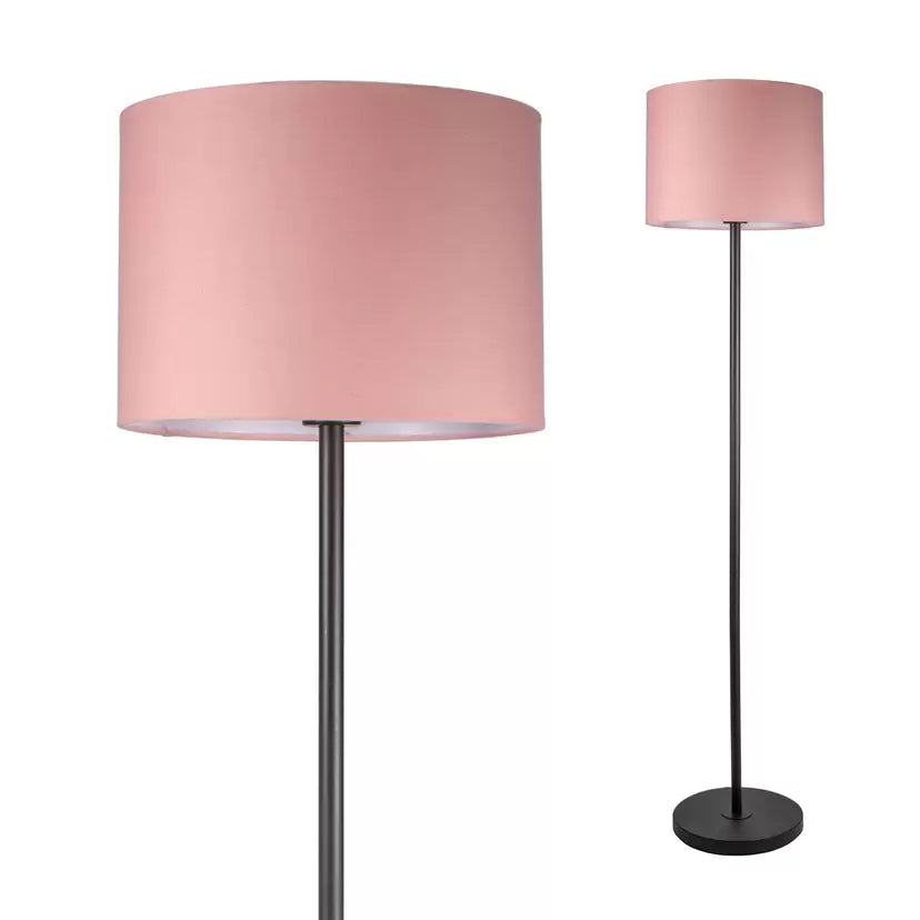 Modern Floor Lamp with PINK Shade and Black Base