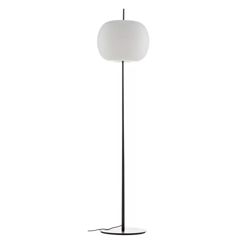 Modern Floor Lamp with White Glass Shade and Gold Base