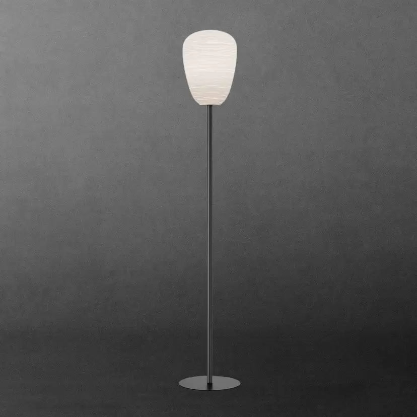 Modern Floor Lamp with Textured White Shade and Brass Base