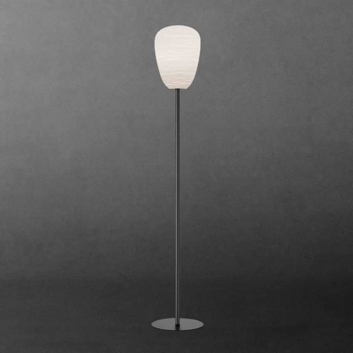 Modern Floor Lamp with Textured White Shade and Brass Base