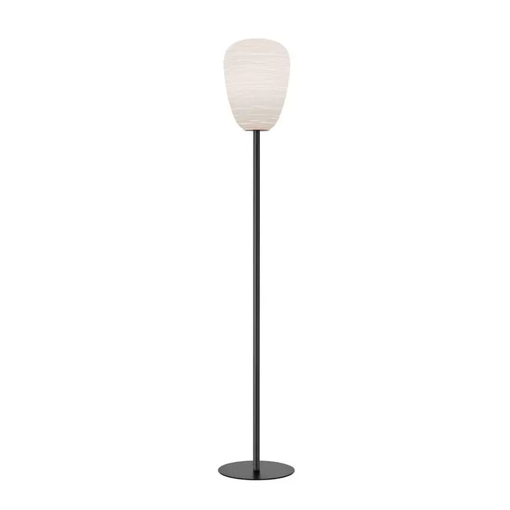 Modern Floor Lamp with Textured White Shade and Brass Base