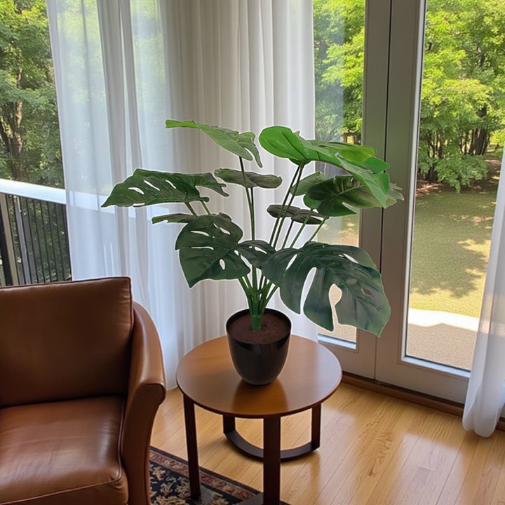 Artificial Monstera Plant in Black Pot