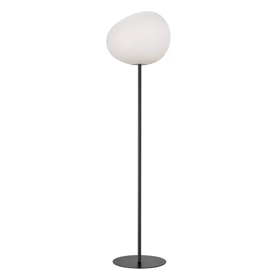 Modern Floor Lamp with Irregular White Glass Shade and Black Base