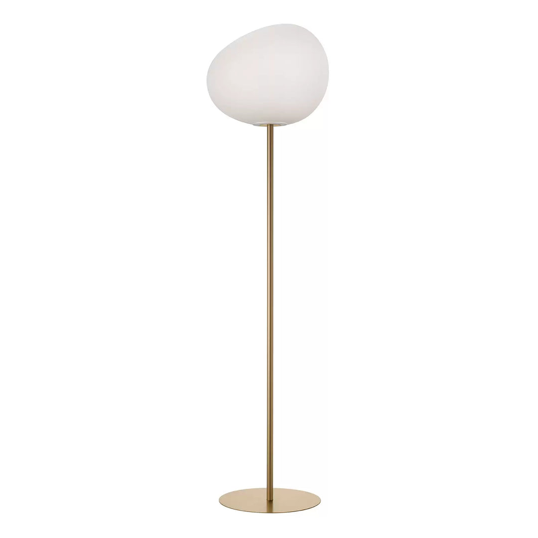 Modern Floor Lamp with Irregular White Glass Shade and Black Base