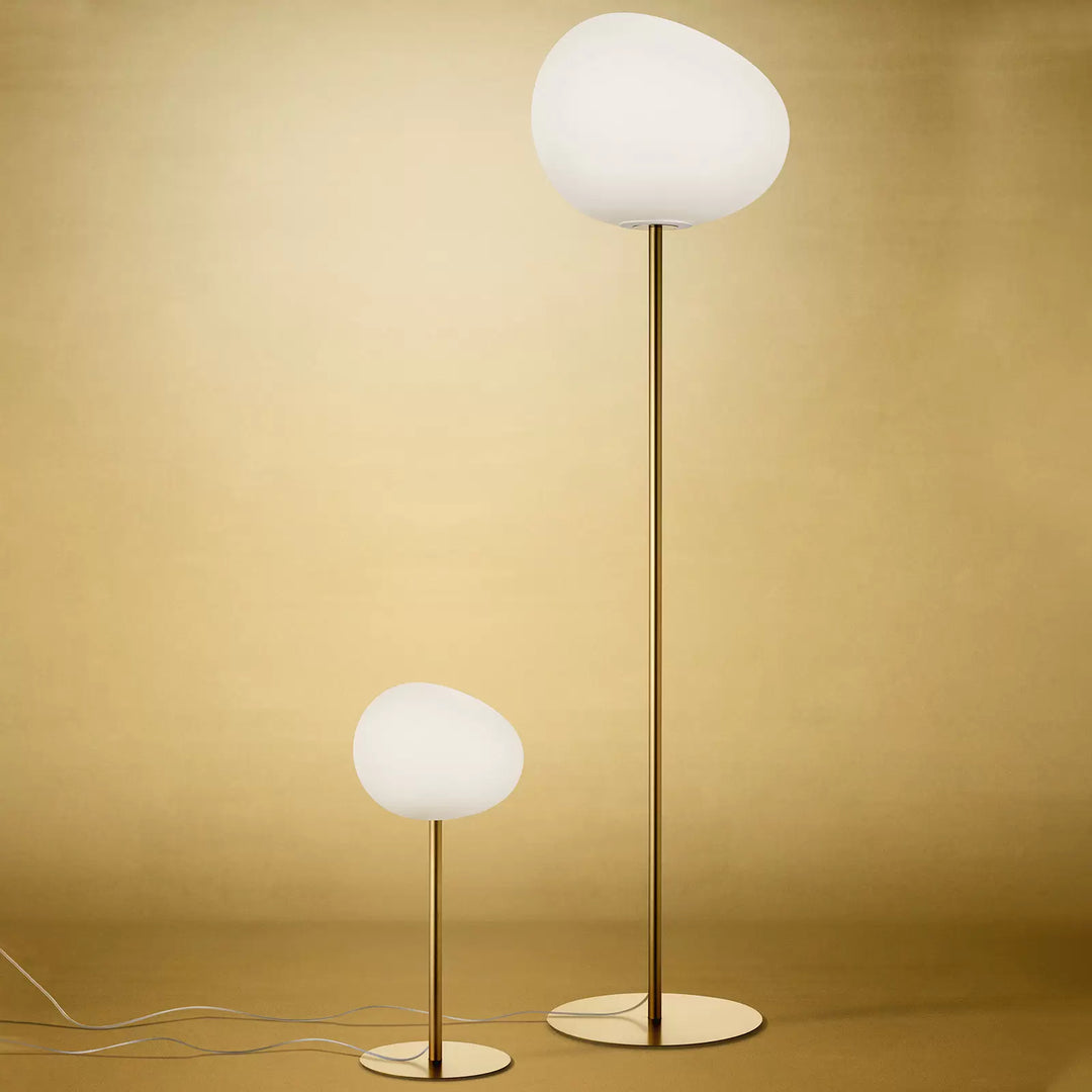 Modern Floor Lamp with Irregular White Glass Shade and Black Base