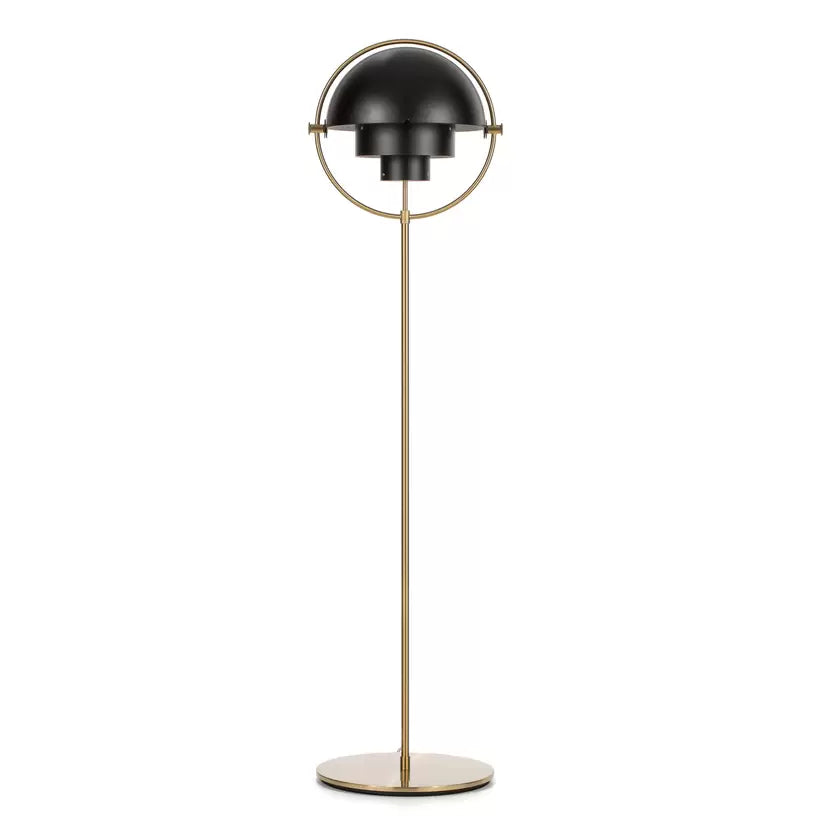 Modern Floor Lamp with Black Dome Shade and Gold Frame