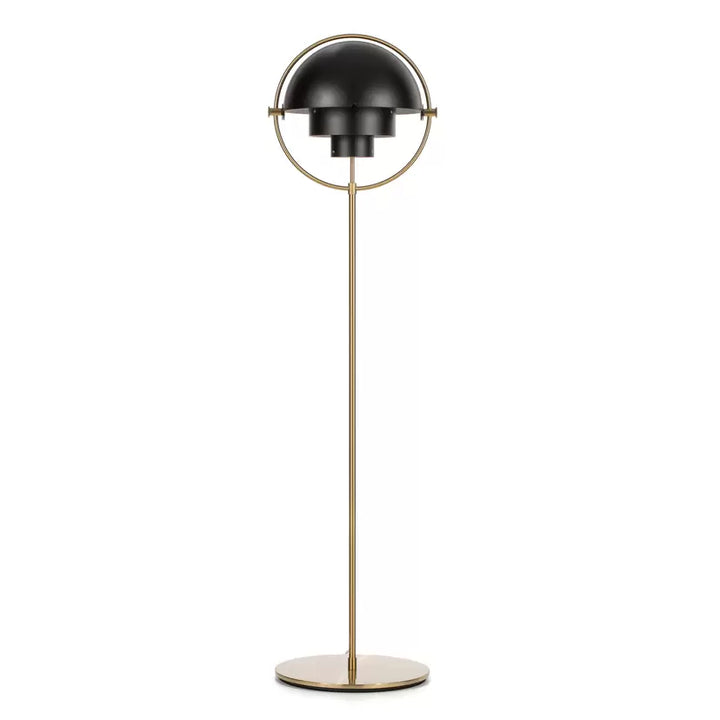 Modern Floor Lamp with Black Dome Shade and Gold Frame