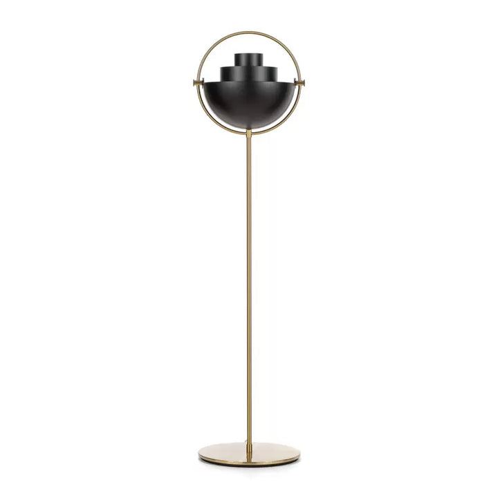 Modern Floor Lamp with Black Dome Shade and Gold Frame