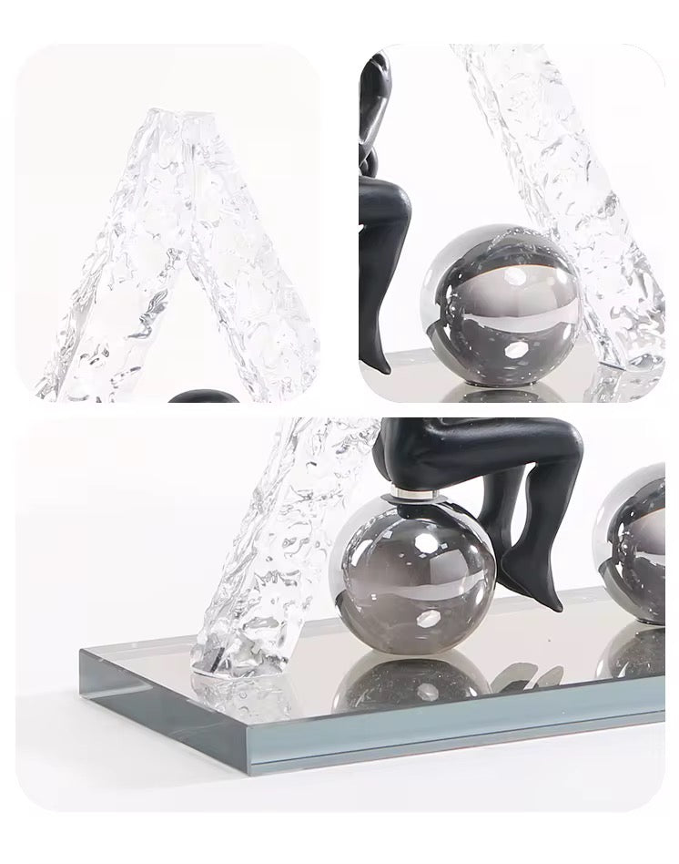 Crystal Triangle Thinker Sculpture Modern Geometric Art Decor