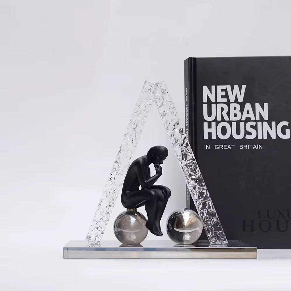 Crystal Triangle Thinker Sculpture Modern Geometric Art Decor