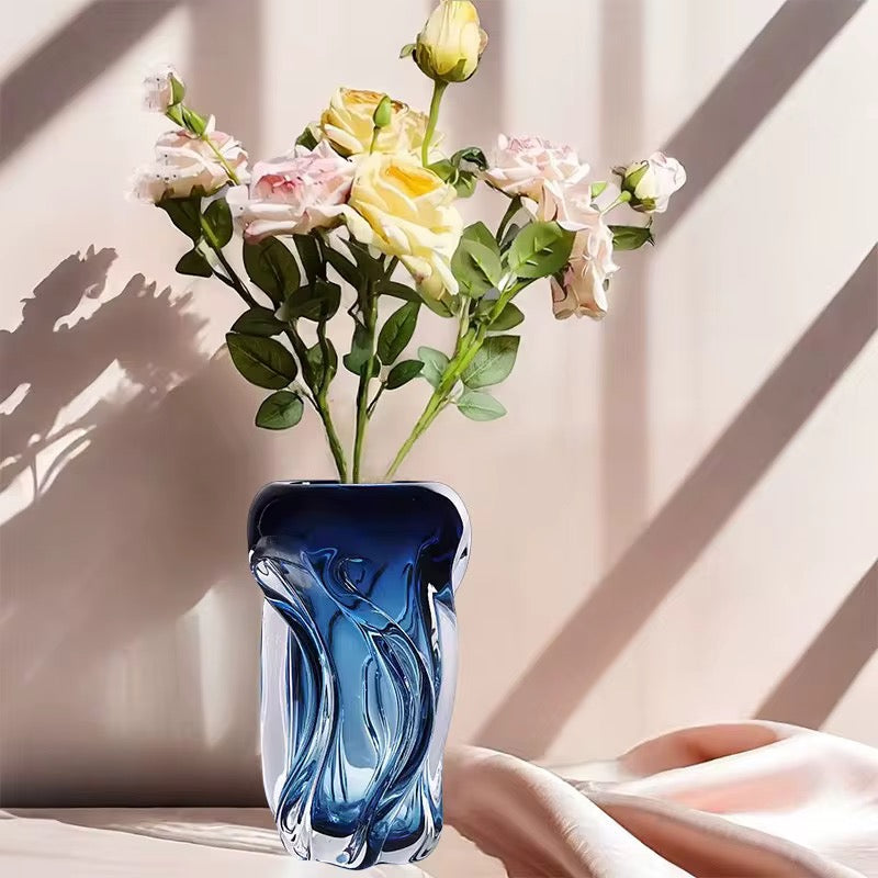 Modern Blue Glass Vases set of 2
