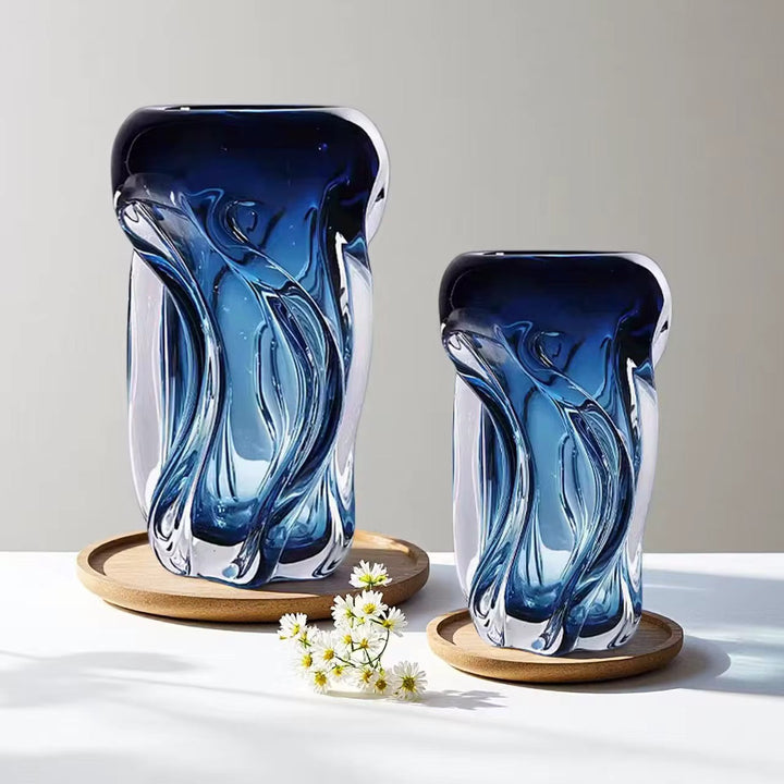 Modern Blue Glass Vases set of 2