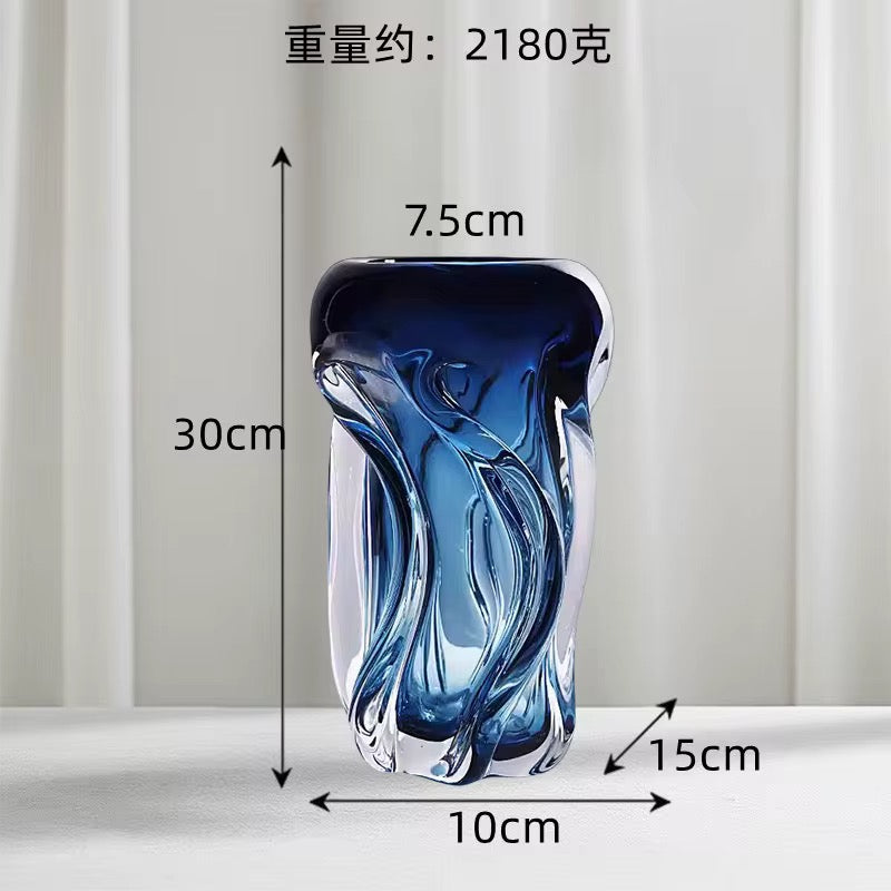 Modern Blue Glass Vases set of 2