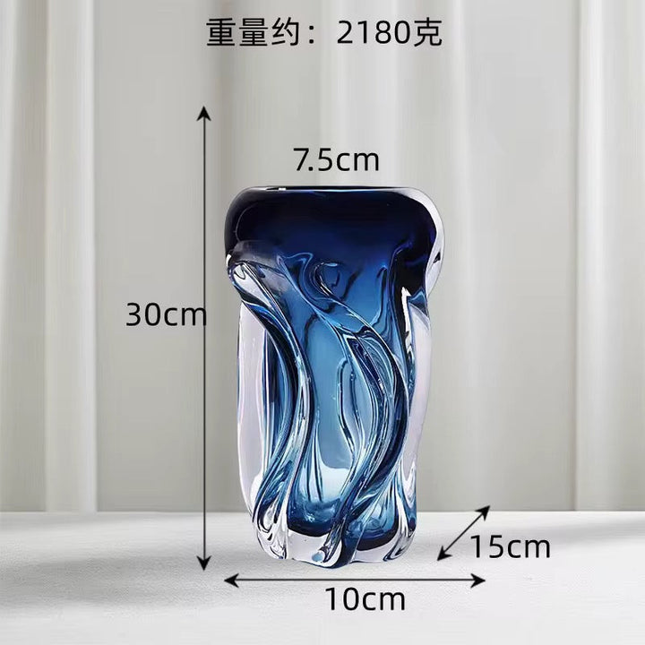 Modern Blue Glass Vases set of 2