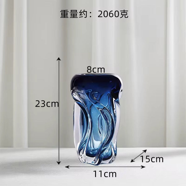 Modern Blue Glass Vases set of 2