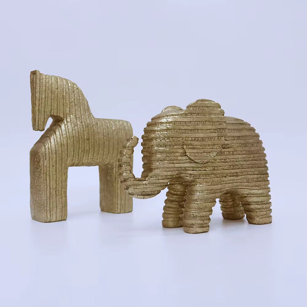 Modern Ceramic Horse & Elephant Figures set of 2