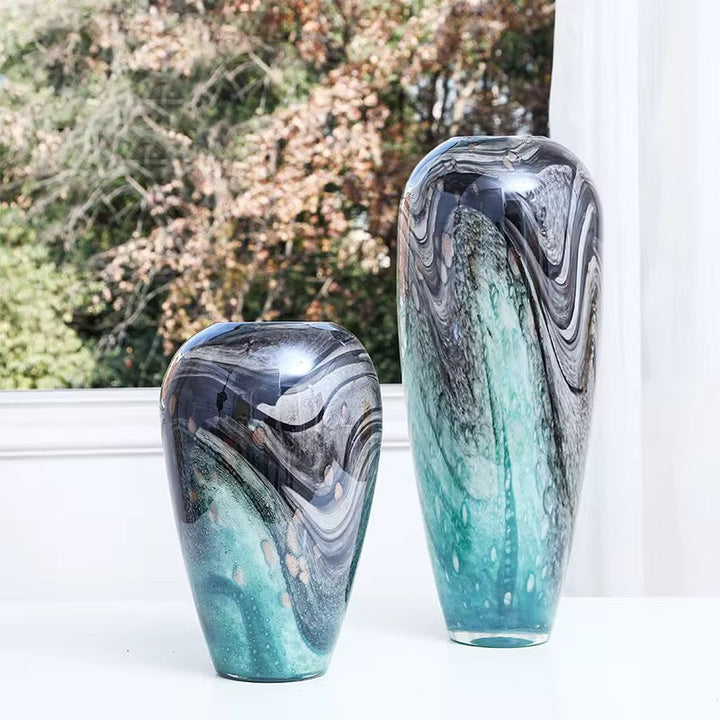 Modern Art Glass Decorative Vase set of 2
