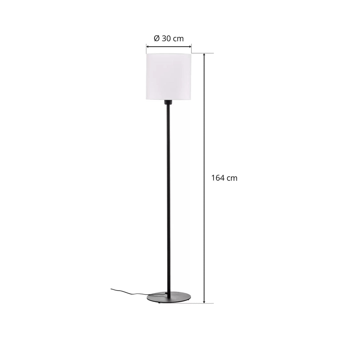 Modern Floor Lamp with White Fabric Shade and Black Base