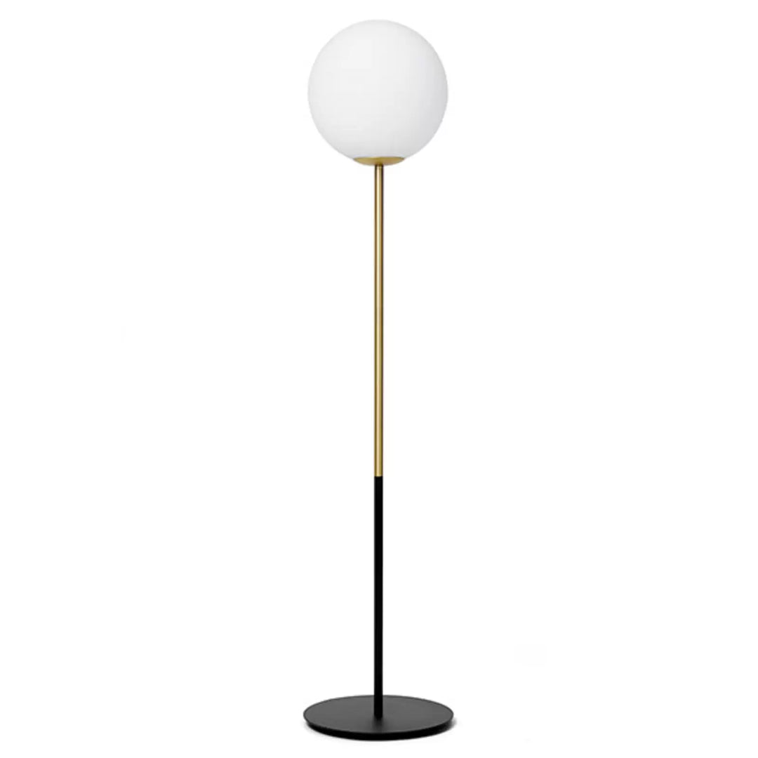 Modern Floor Lamp with White Globe Shade and Gold Accents