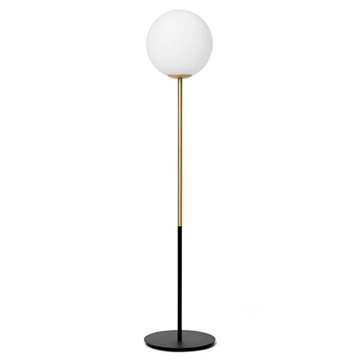 Modern Floor Lamp with White Globe Shade and Gold Accents