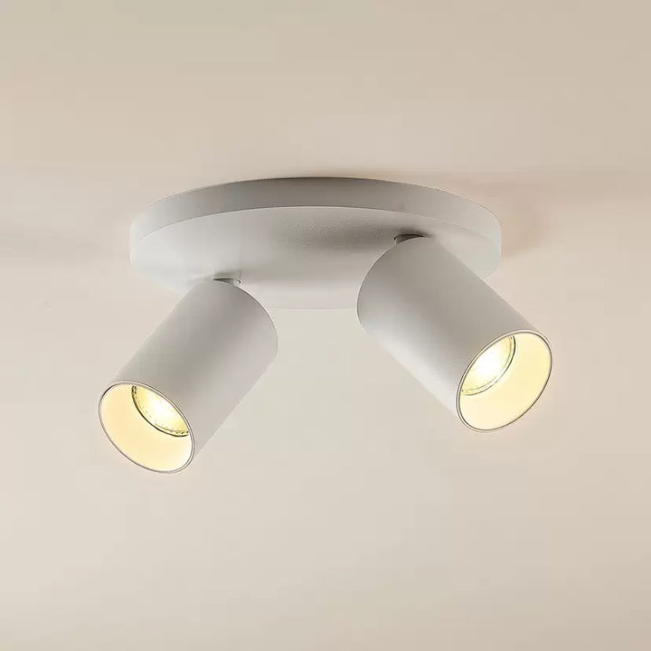 Compact White Ceiling Spotlight with Dual Adjustable Heads