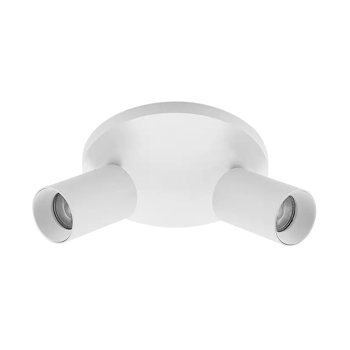 Compact White Ceiling Spotlight with Dual Adjustable Heads