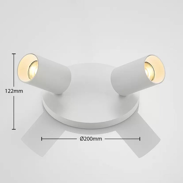 Compact White Ceiling Spotlight with Dual Adjustable Heads