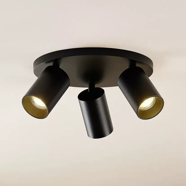 Elegant Black Ceiling Spotlight with Three Adjustable Heads