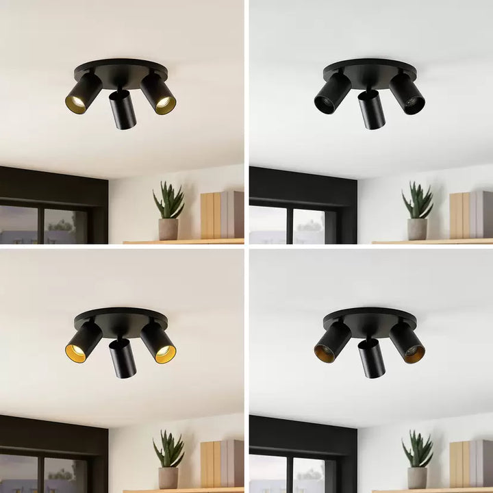 Elegant Black Ceiling Spotlight with Three Adjustable Heads