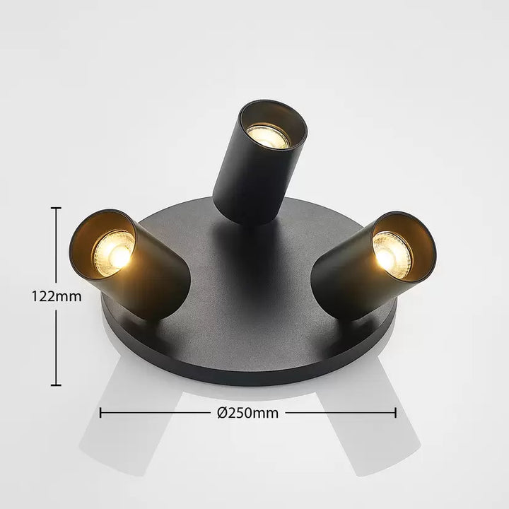 Elegant Black Ceiling Spotlight with Three Adjustable Heads