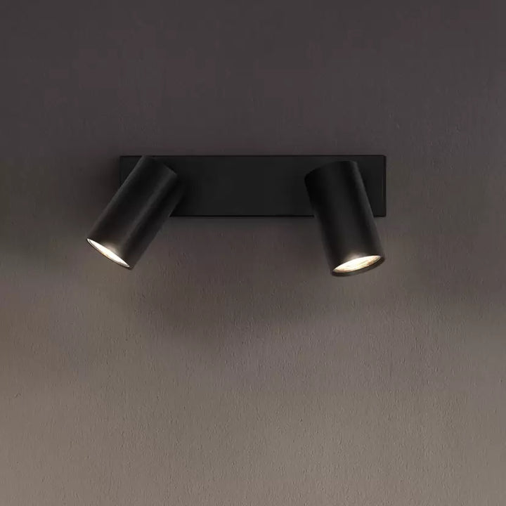 Sleek Black Wall-Mounted Spotlight with Dual Adjustable Heads