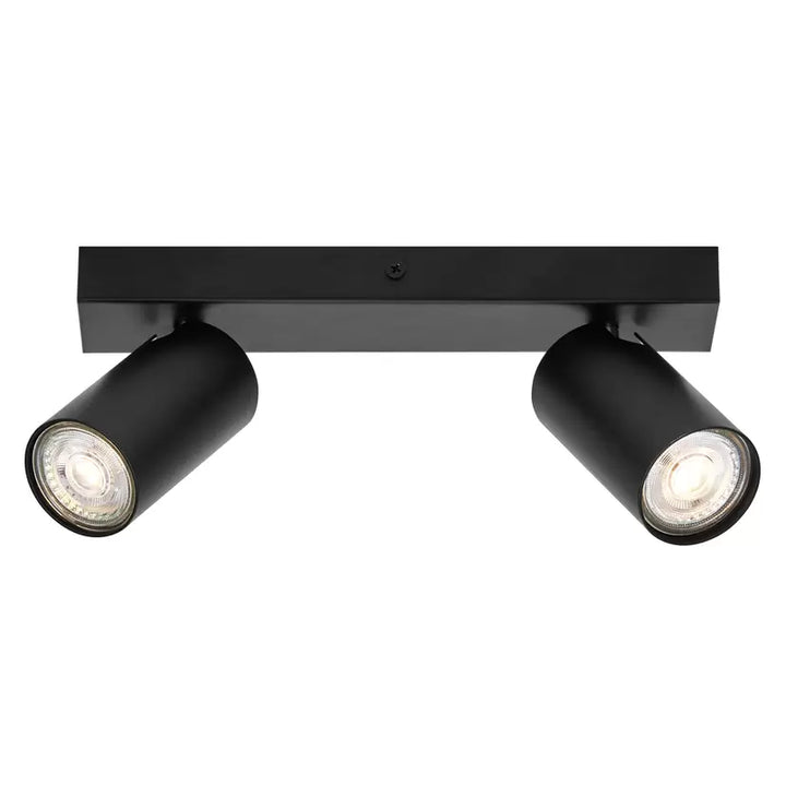 Sleek Black Wall-Mounted Spotlight with Dual Adjustable Heads