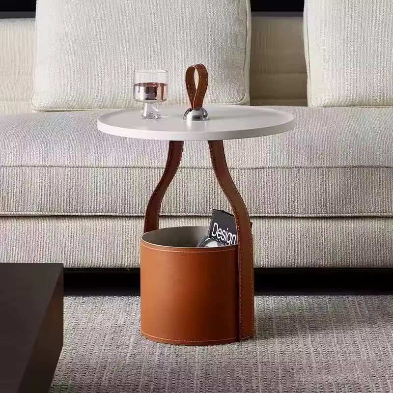 Leather Storage Side Table