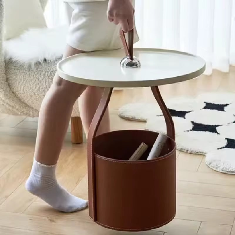 Leather Storage Side Table