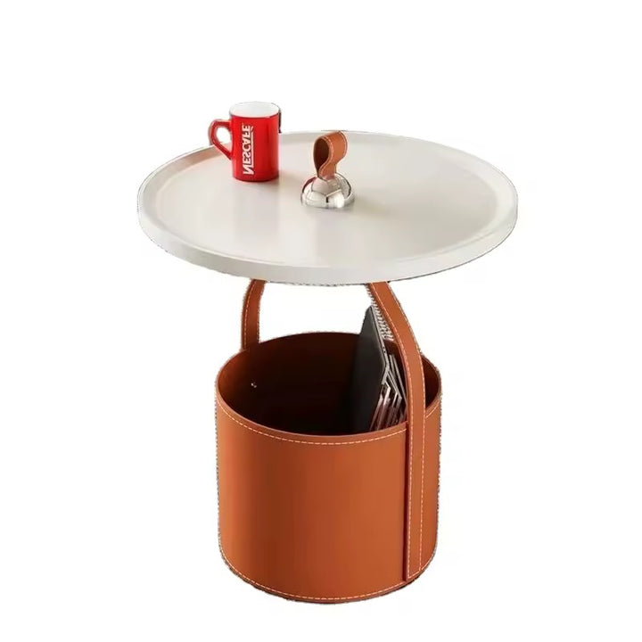Leather Storage Side Table