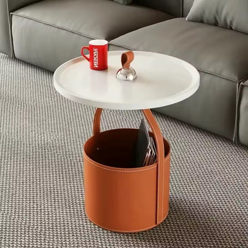 Leather Storage Side Table