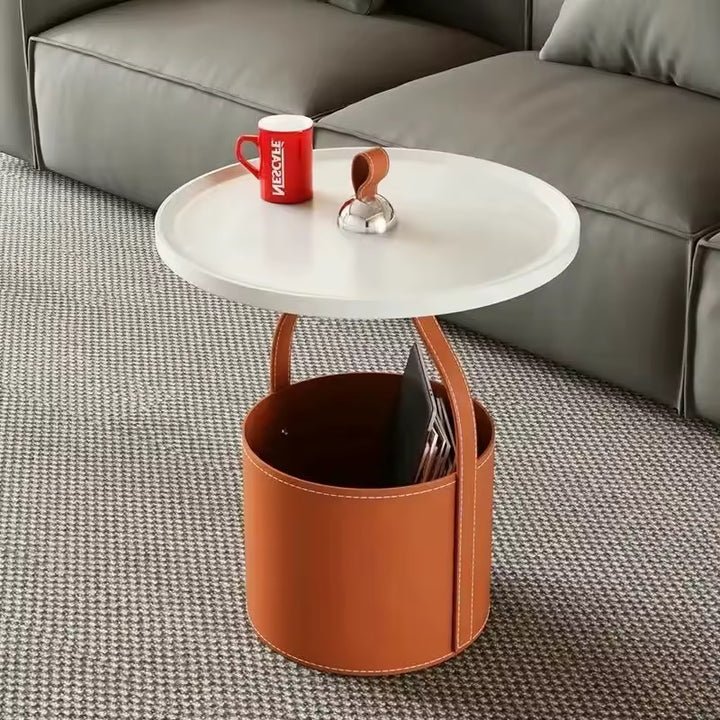 Leather Storage Side Table