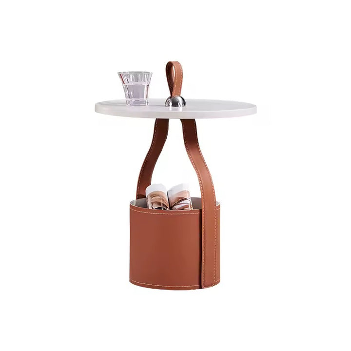 Leather Storage Side Table