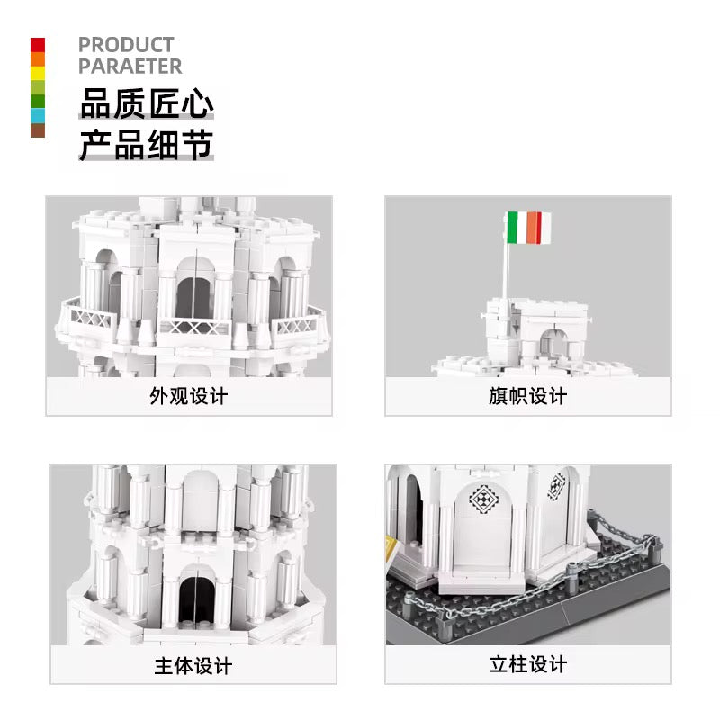 Leaning Tower of Pisa Building Blocks – Architectural Landmark Model (1334 Pcs)