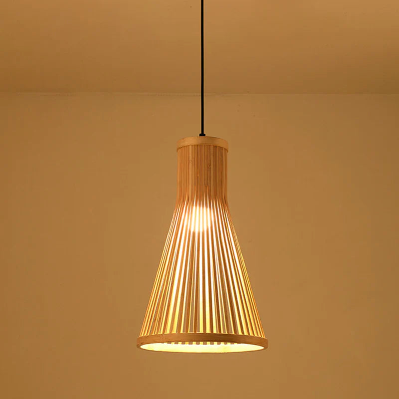 Natural Bamboo Pendant Light with Warm Glow