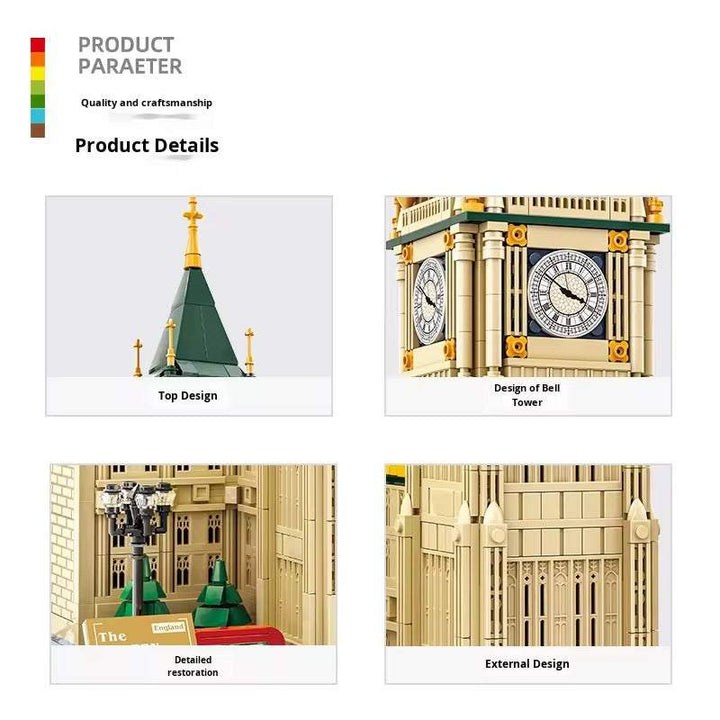 Big Ben Clock Tower Building Blocks – London Landmark Architecture Model (1095 Pcs)