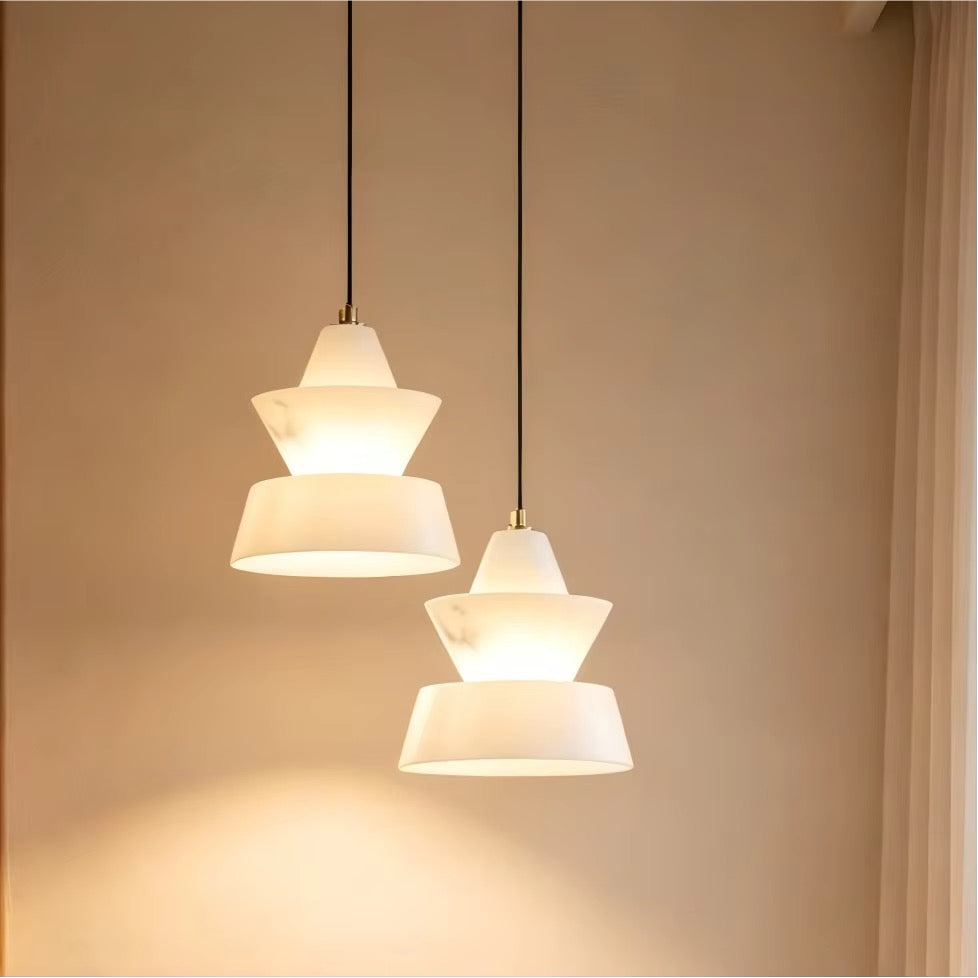 Sculptural Layered White Pendant Light