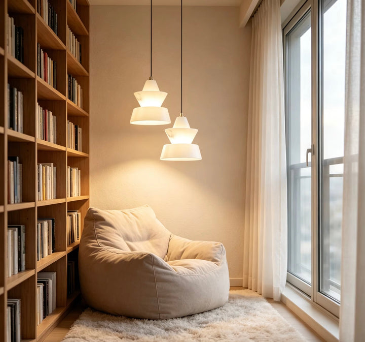 Sculptural Layered White Pendant Light