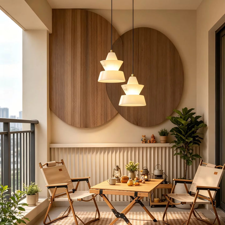 Sculptural Layered White Pendant Light