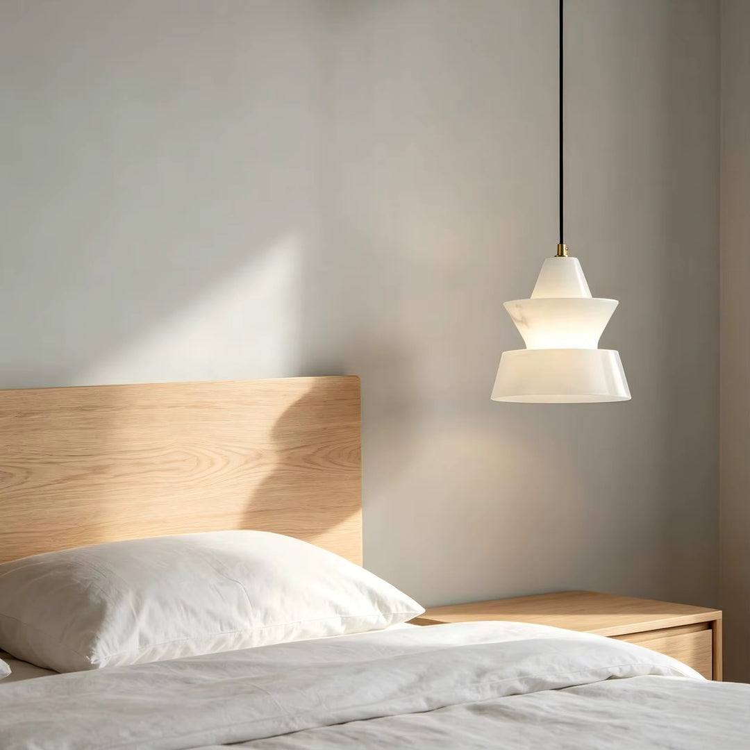 Sculptural Layered White Pendant Light