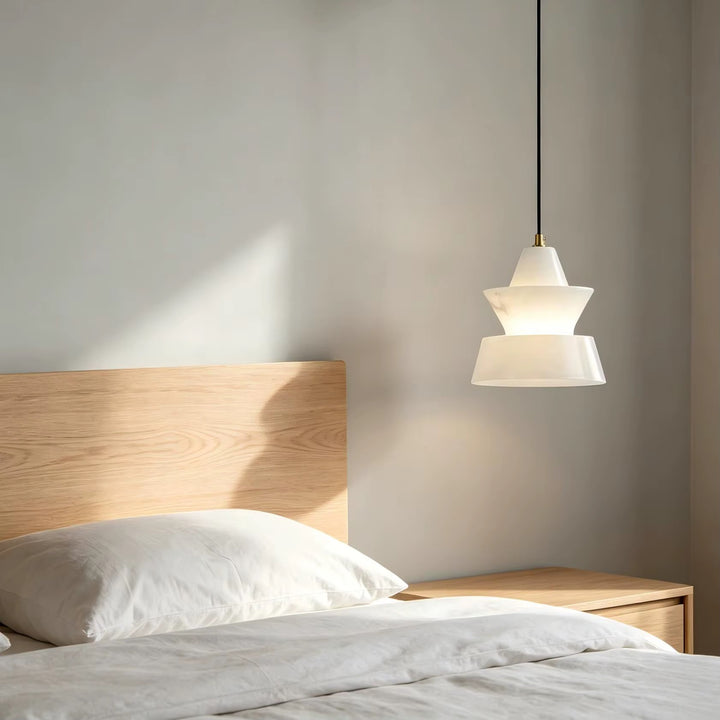 Sculptural Layered White Pendant Light