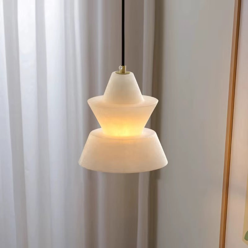Sculptural Layered White Pendant Light